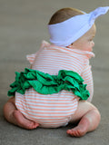 Christmas Tree Smocked Embroidery Stripe Baby Girls Romper - 5