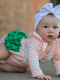 Christmas Tree Smocked Embroidery Stripe Baby Girls Romper - 2