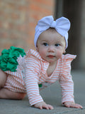 Christmas Tree Smocked Embroidery Stripe Baby Girls Romper - 4
