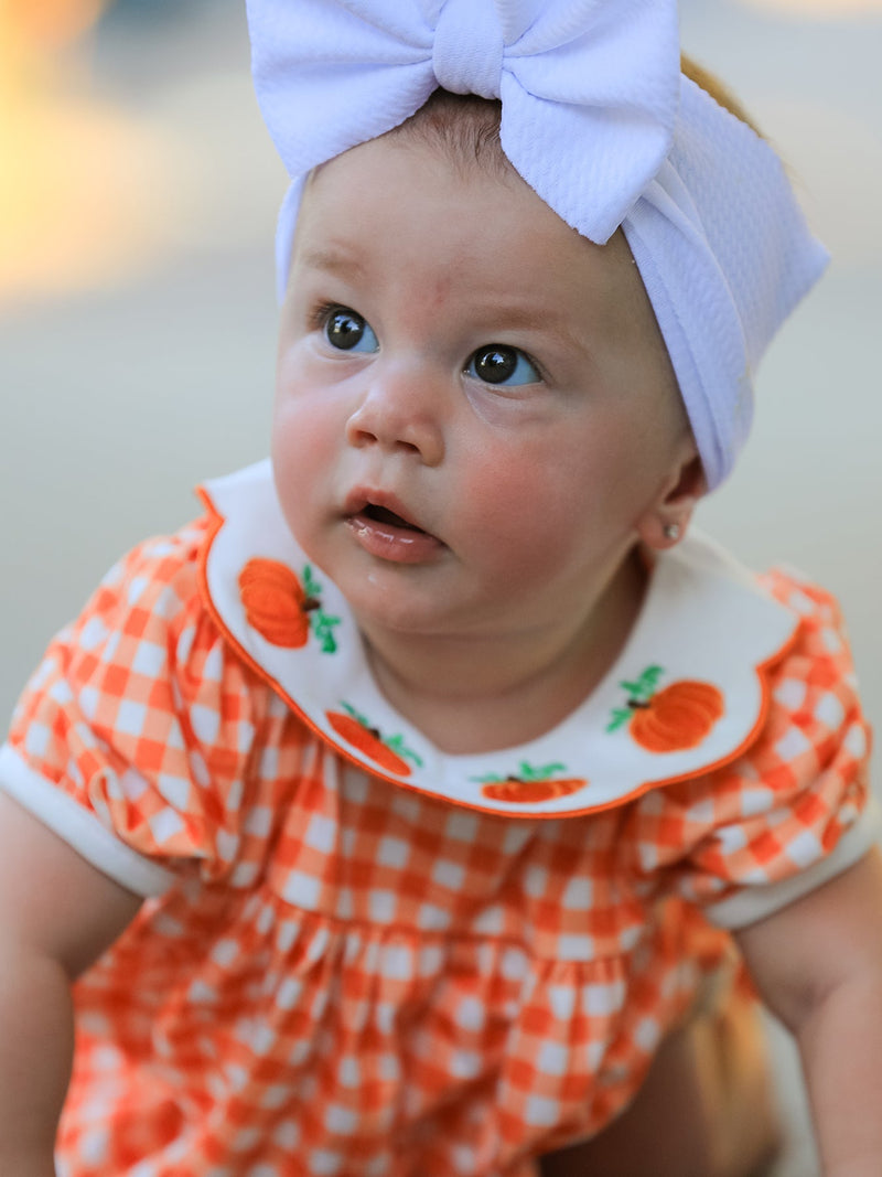 Thanksgiving Halloween Pumpkin Puff Sleeve Girls Bloomer Set - 3