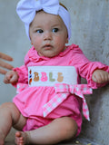 Fall Thanksgiving& Halloween "GOBBLE" Smock Embroidery Baby Girl Romper - 1