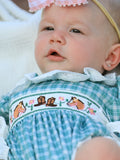 Western Plaid Horse Embroidered Girl Bubble Romper - 5