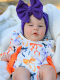 Halloween Bow Print Girls Romper Ruffle Bow Long Sleeve - 2
