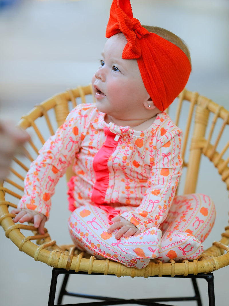 Halloween Thanksgiving Pumpkin Bow Baby Sleeper - 2