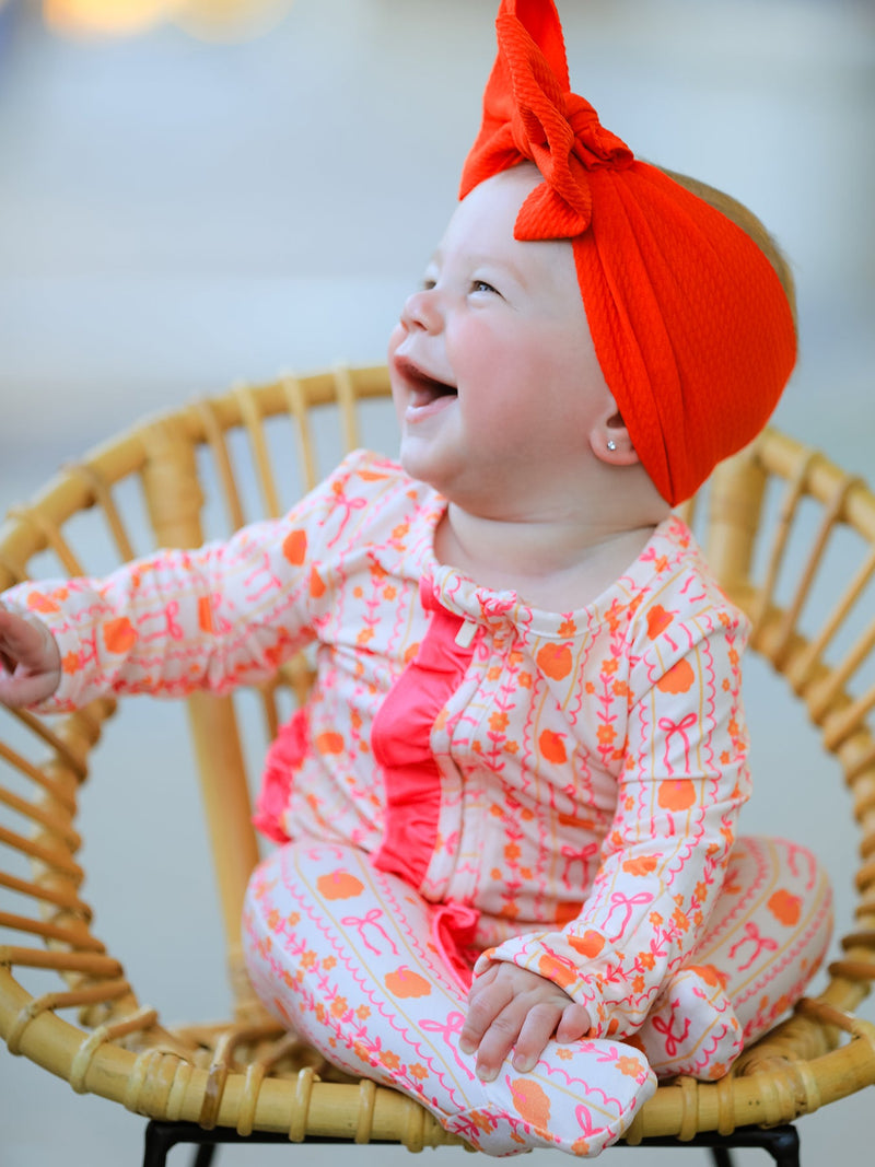 Halloween Thanksgiving Pumpkin Bow Baby Sleeper - 1