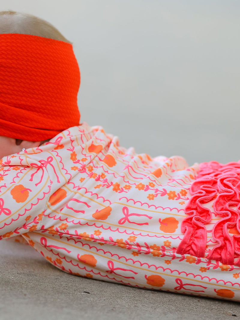 Halloween Thanksgiving Pumpkin Bow Baby Sleeper - 4