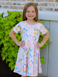Colorful Back-to-School Delight Girls Dress - 3