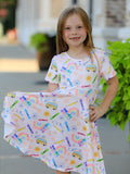 Colorful Back-to-School Delight Girls Dress - 1