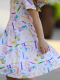 Colorful Back-to-School Delight Girls Dress - 6