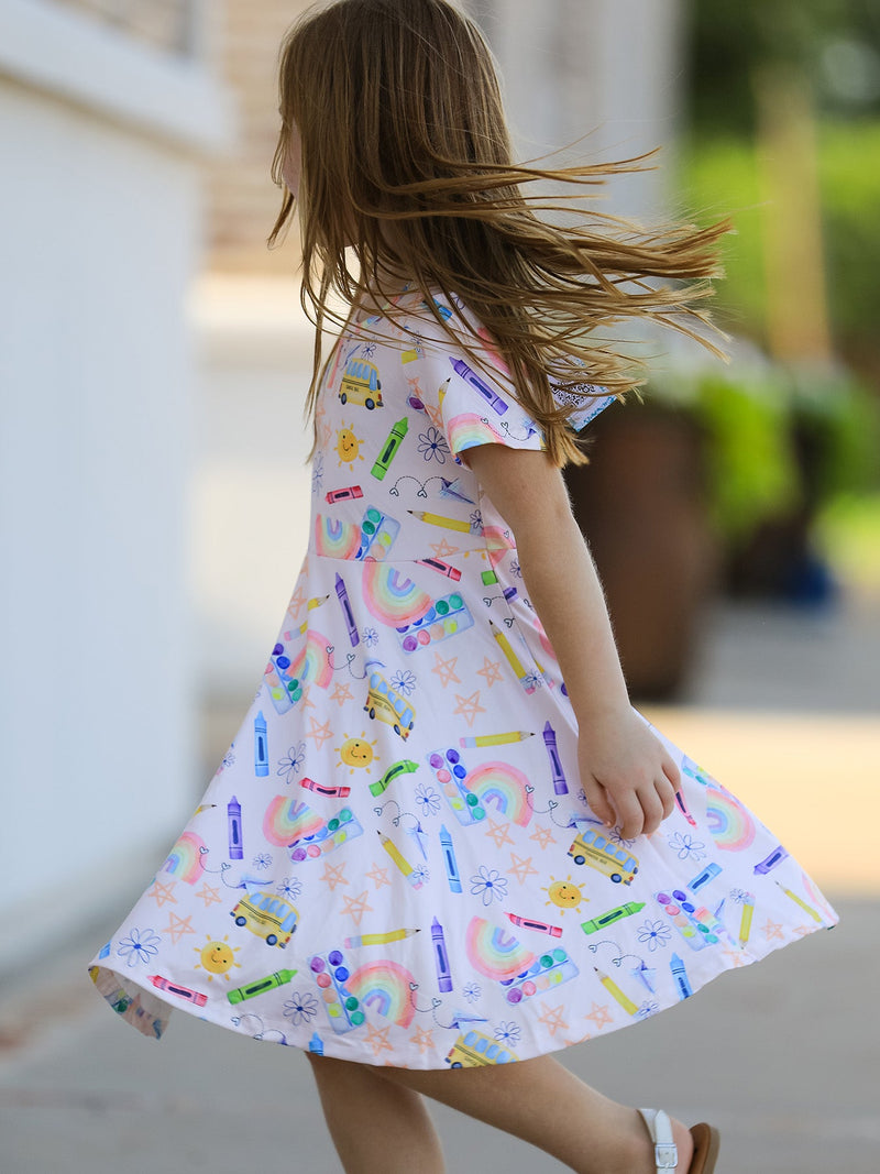 Colorful Back-to-School Delight Girls Dress - 7