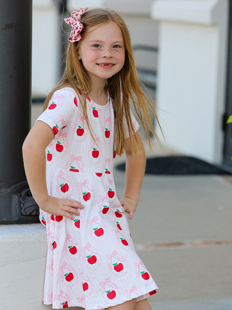 Back to School Apple Striped Sweet Girl Dress - 2