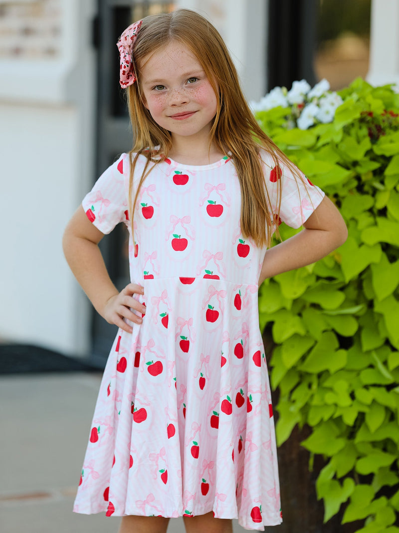 Back to School Apple Striped Sweet Girl Dress - 3