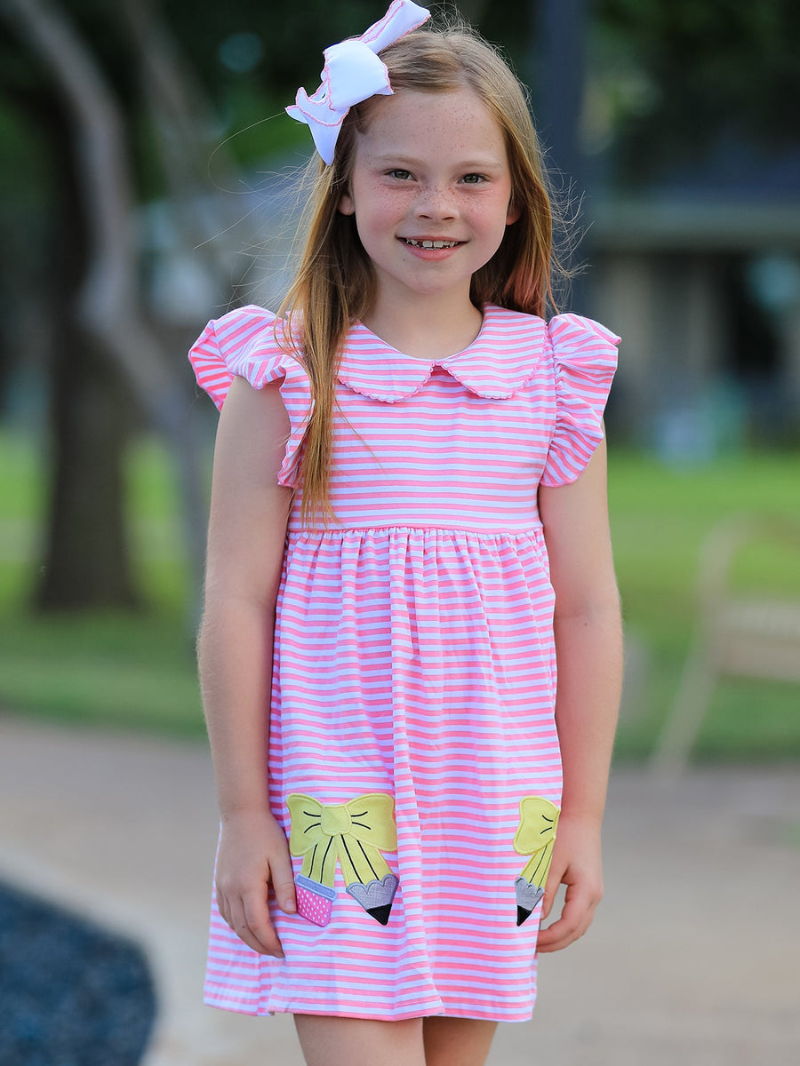 Girls Back to School Bow Pencil Twirl Dress