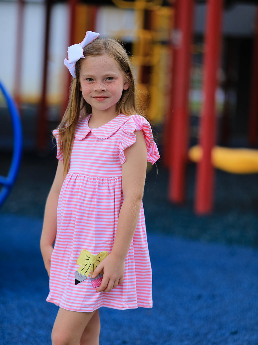 Girls Back to School Bow Pencil Twirl Dress