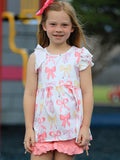 BACK TO SCHOOL Girl's Summer Bow Short Sleeve Shorts Set - 2