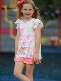 BACK TO SCHOOL Girl's Summer Bow Short Sleeve Shorts Set - 1