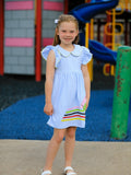 Crayon Back to School Dress with Ruffle Petal Collar - 3