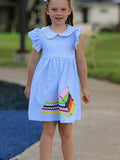 Crayon Back to School Dress with Ruffle Petal Collar - 2