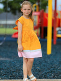 Back To School Pencil Girls Dress Color Block Bow Dress - 6