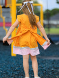 Back To School Pencil Girls Dress Color Block Bow Dress - 4