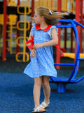 Back To School Girls Striped lapels Apple Bow Dress - 4