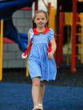 Back To School Girls Striped lapels Apple Bow Dress - 2