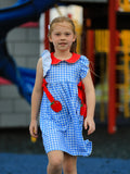 Back To School Girls Striped lapels Apple Bow Dress - 1
