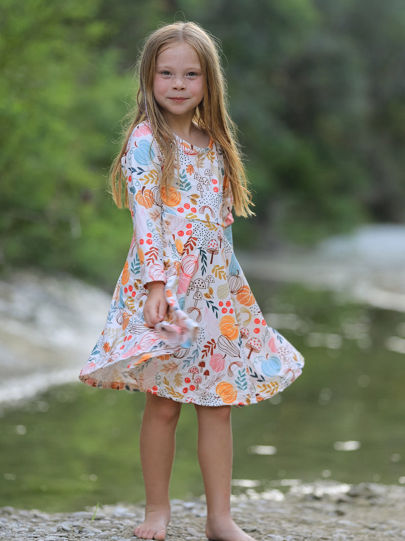 Fall Thanksgiving Pumpkin Leaf Print Dress - 2