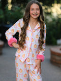 Halloween Thanksgiving Pumpkin Bow Fur Pajama Set - 2