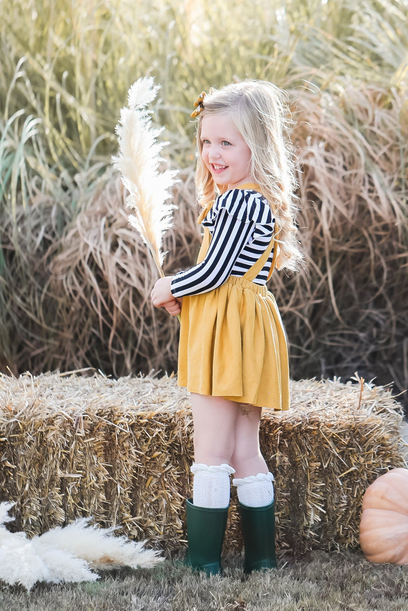 Mustard Faux Suede Pinafore - 1