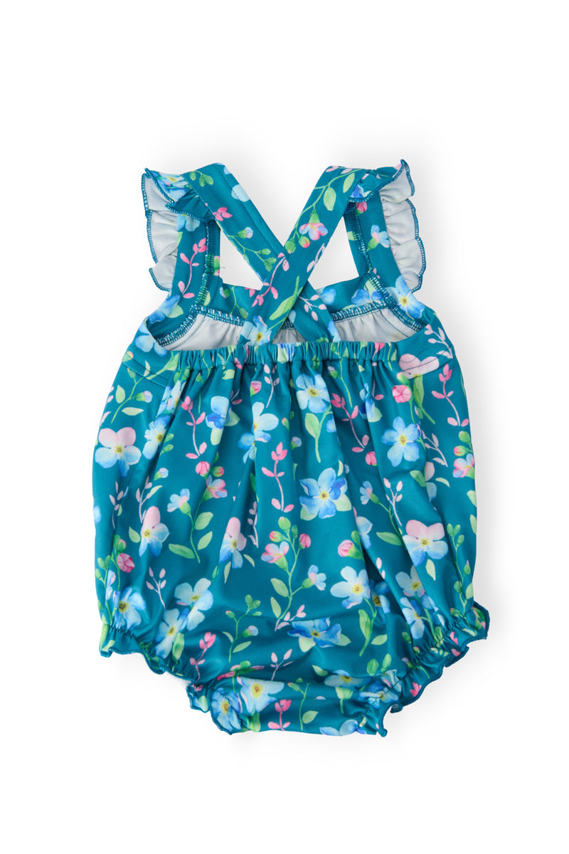 Floral Breeze Ruffle Cross Back Romper - 2