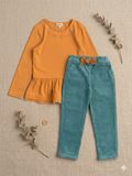 Girls Stay Golden Top & True Teal Trousers Set - 2