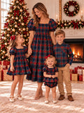 Christmas Boys Red Navy Plaid Button Down Shirt - 6