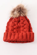 Caramel pompom  cable beanie hat - 3