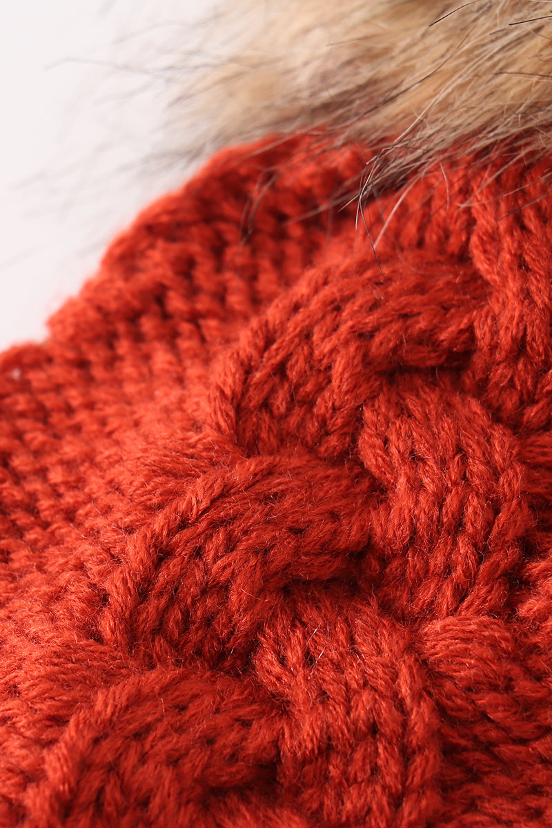 Caramel pompom  cable beanie hat - 7