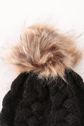 Black pompom cable beanie hat - 5