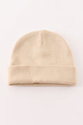 Beige ribbed basic knit beanie hat - 2