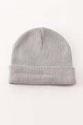 Grey ribbed basic knit beanie hat - 2