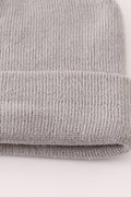 Grey ribbed basic knit beanie hat - 3