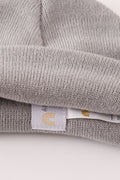Grey ribbed basic knit beanie hat - 4