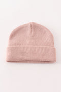 Pink ribbed basic knit beanie hat - 2