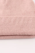 Pink ribbed basic knit beanie hat - 3
