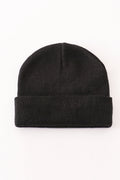 Black ribbed basic knit beanie hat - 2