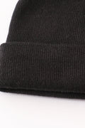Black ribbed basic knit beanie hat - 3