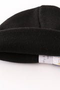 Black ribbed basic knit beanie hat - 4