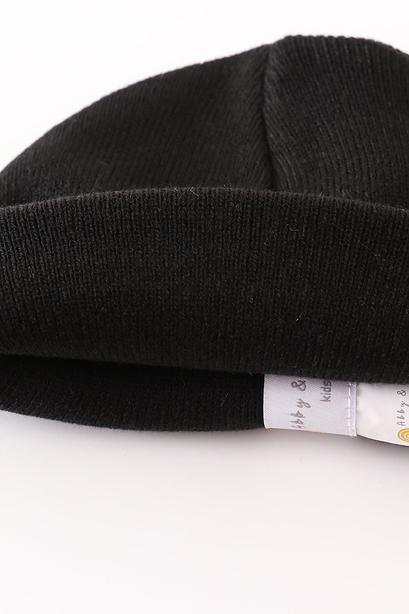 Black ribbed basic knit beanie hat - 4