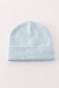 Blue ribbed basic knit beanie hat - 2