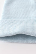 Blue ribbed basic knit beanie hat - 3