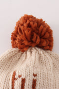 Beige pompom hi cable beanie hat - 4