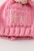 Pink pompom hi cable beanie hat - 5